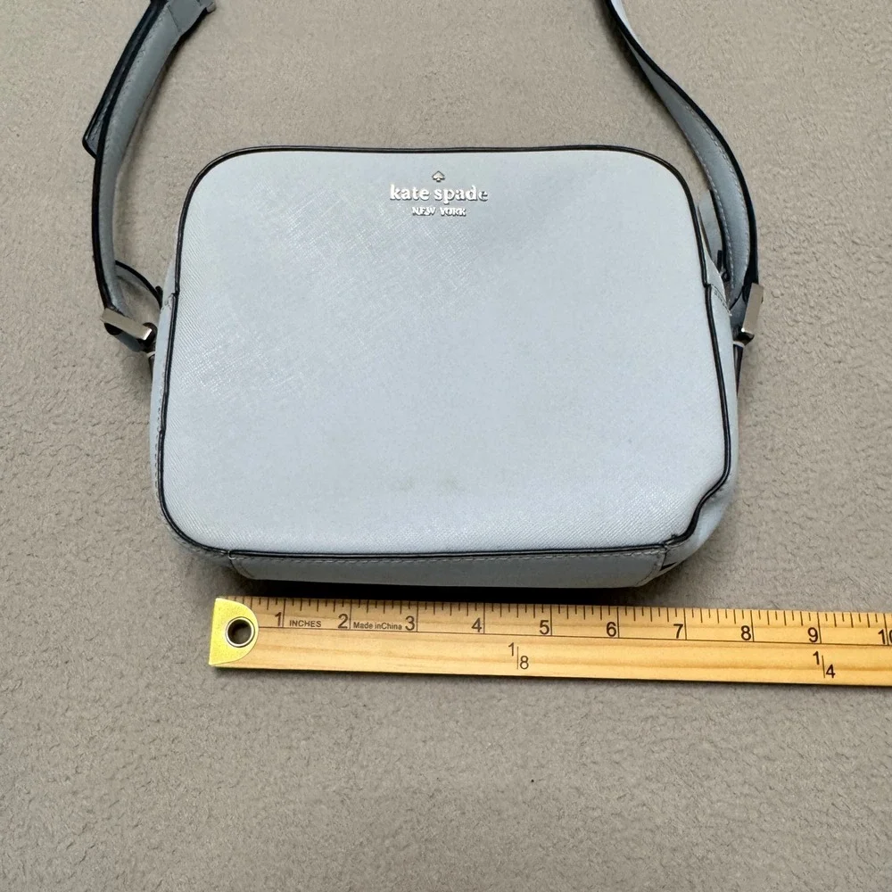Kate Spade Crossbody Bag Womens Small Blue Saffiano Leather Camera Purse